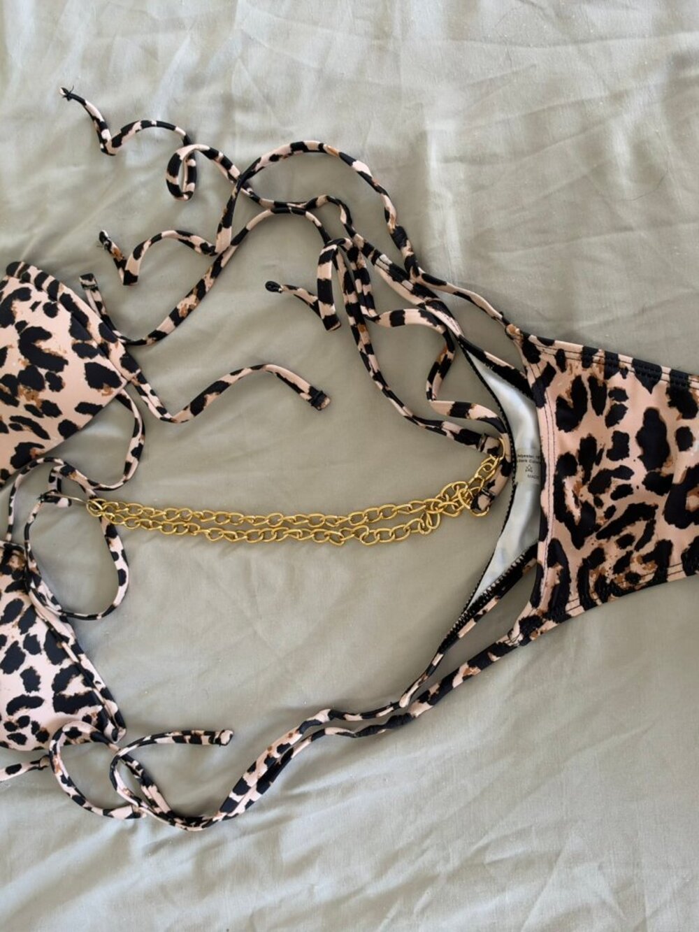Leopard Print Chain Bikini Set